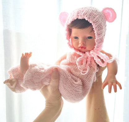 Bebé reborn silicona "Iris" (42cm, 2.2kg) – Tacto Auténtico, Pelo Real y Caída de Cabeza